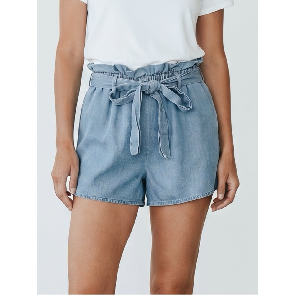 Chambray Paperbag Waist Shorts Love Tree Coastal Grandmother Casual‎